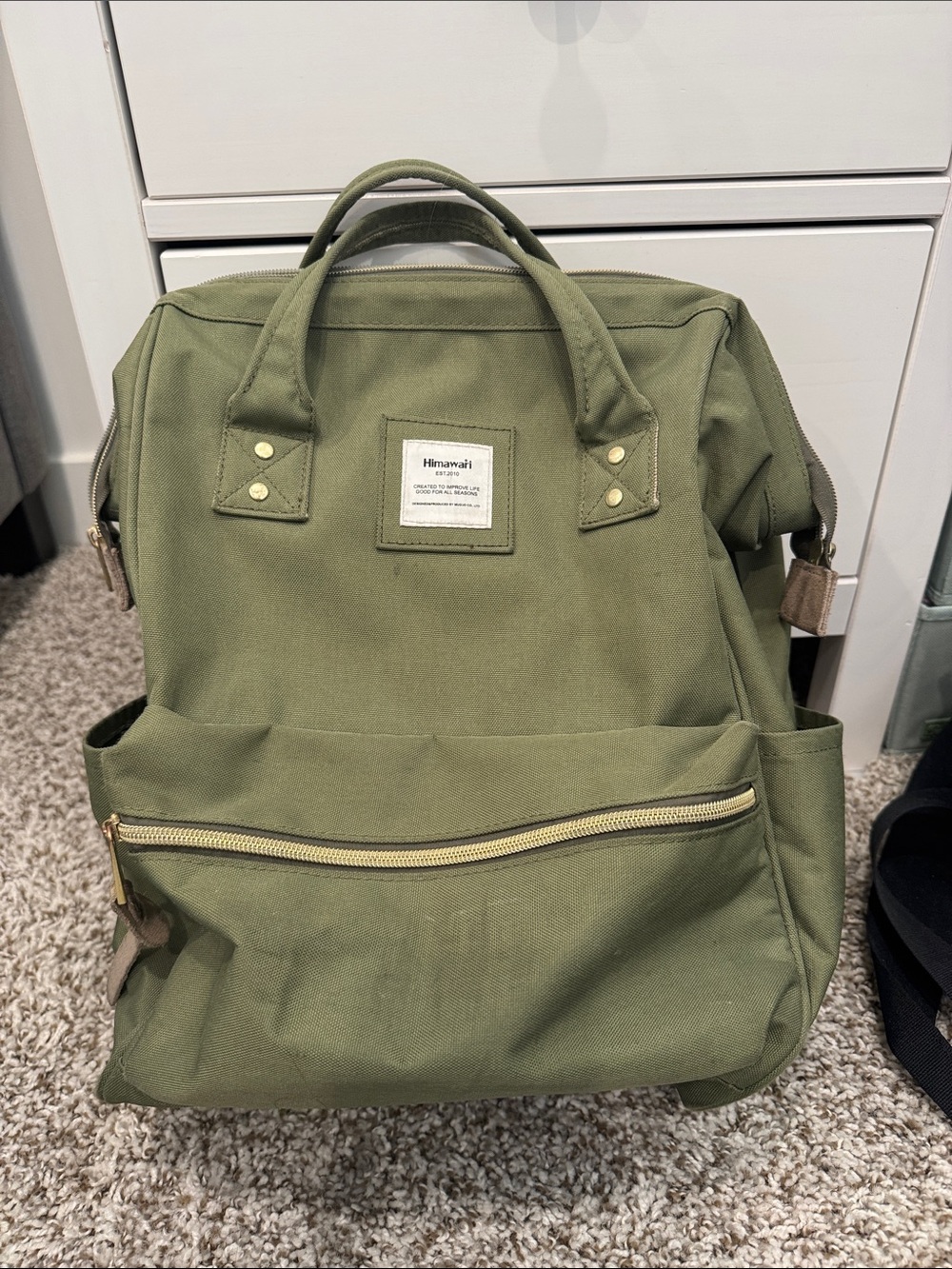 Himawari Olive Green Canvas Backpack for Women